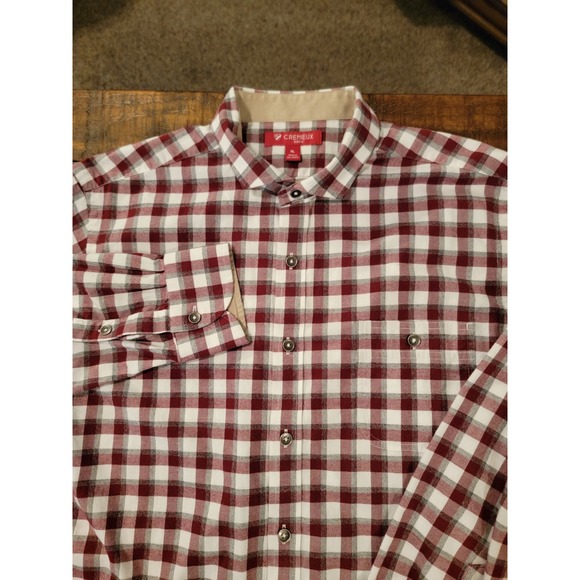 Daniel Cremieux Other - Cremieux Mens XL Slim Fit Burgundy White Buffalo Check Plaid Cotton‎ Button Down
